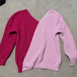 First Love V-Neck Sweater in Pink and Magenta